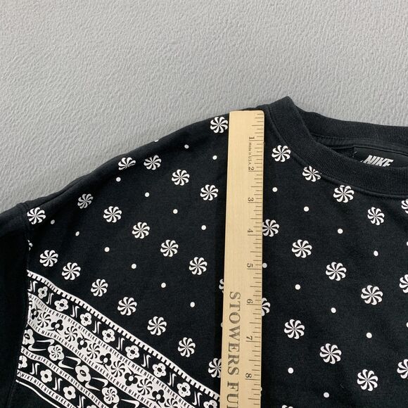Nike Sweatshirt Mens Small Black Crewneck Bandana Paisley Chevron CU5948-010 - Picture 4 of 15